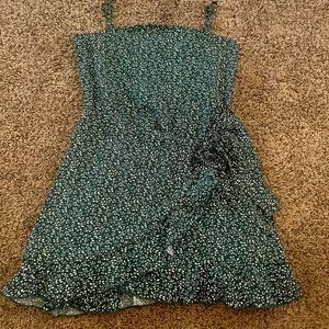 Girls floral wrap front ruffle hem dress